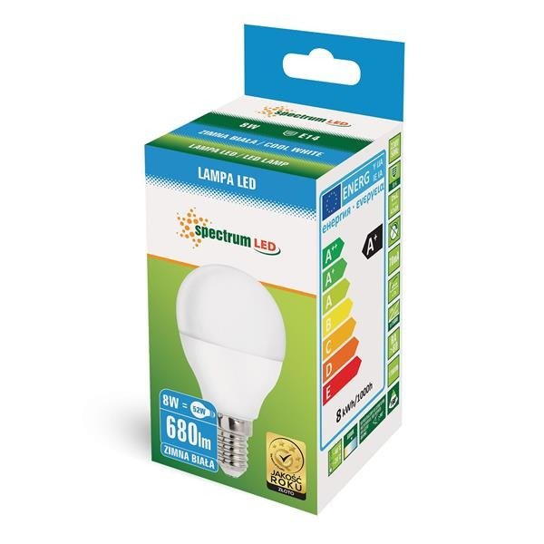 LED KULKA E-14 230V 8W CW SPECTRUM