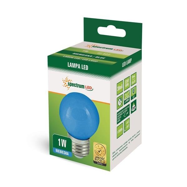LED KULKA E-27 230V 1W BLUE SPECTRUM