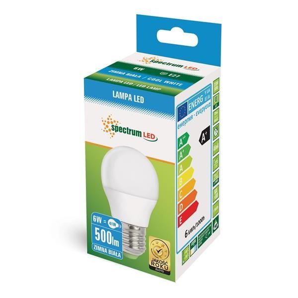 LED KULKA  E-27 230V 6W CW SPECTRUM +