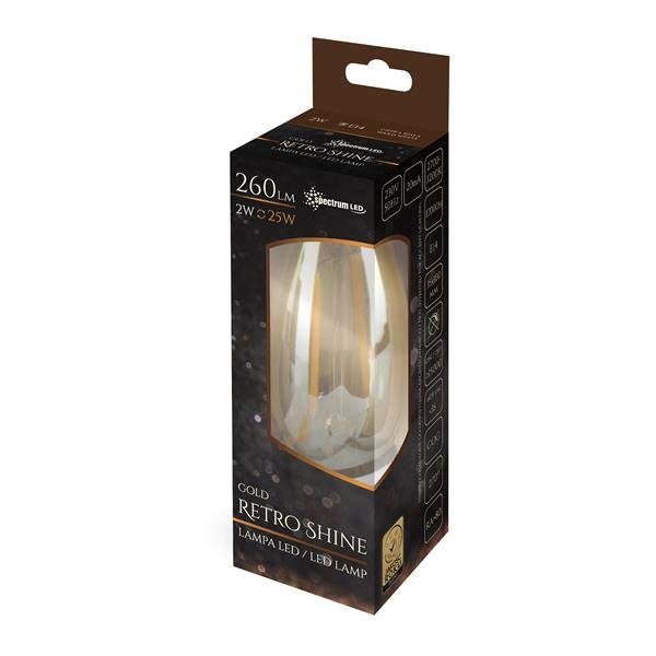 LED ŚWIECOWA E-14 230V 2W COG WW RETROSHINE SPECTRUM
