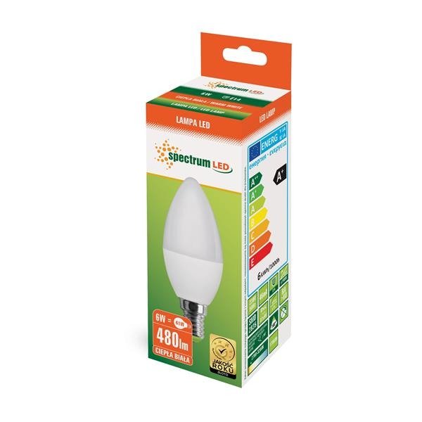 LED ŚWIECOWA E-14 230V 6W WW SPECTRUM