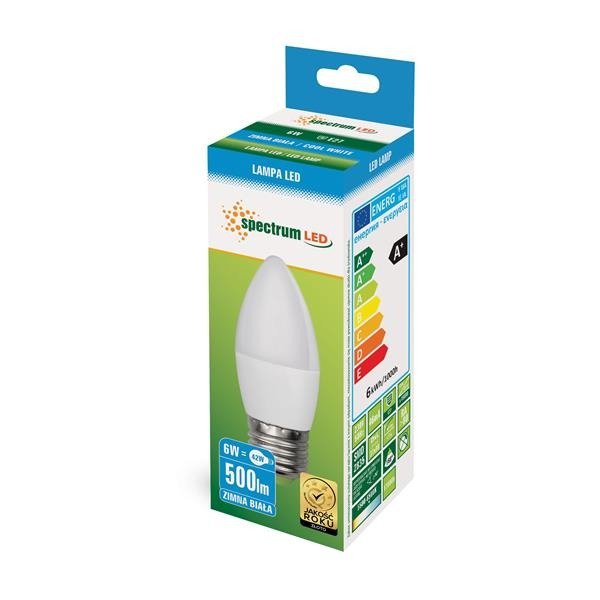 LED ŚWIECOWA E-27 230V 6W CW SPECTRUM