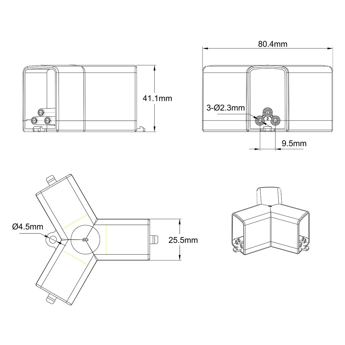 Łącznik 3L 120 elektryczny do oświetlenia modułowego Geometric System New