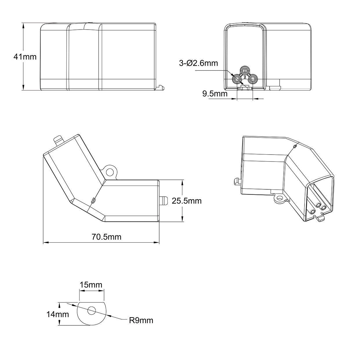 Łącznik L 120 elektryczny do oświetlenia modułowego Geometric System New