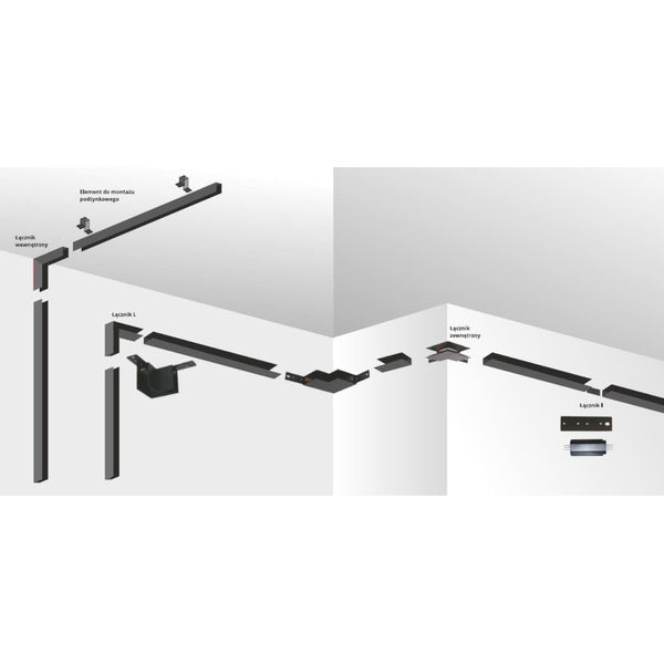 Łącznik "L" do systemu szynowego MAGNETIC, LIGHT PRESTIGE - czarny