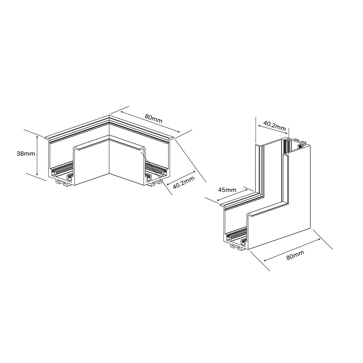 Łącznik podtynkowy L sufit-ściana Magnetic Slim biały
