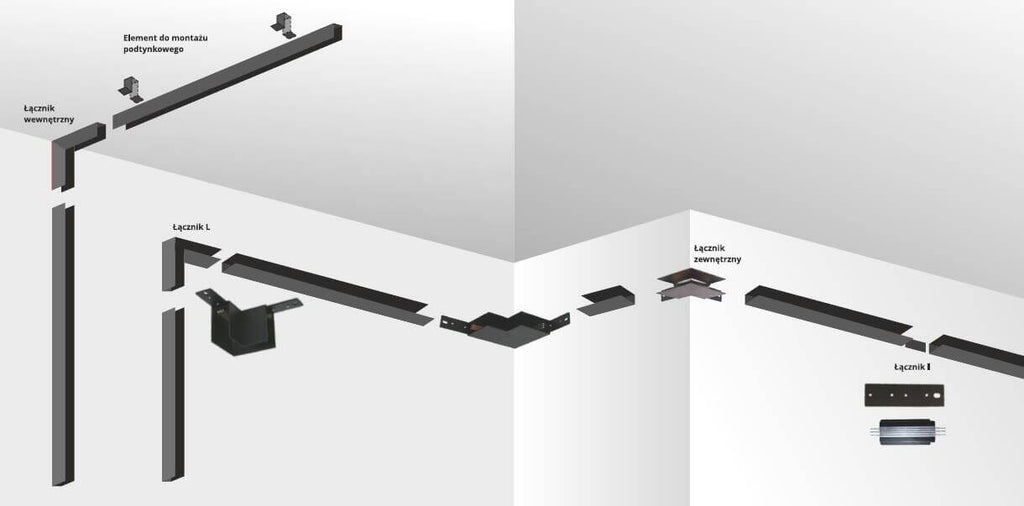 Łącznik zewnętrzny do systemu szynowego MAGNETIC, LIGHT PRESTIGE - czarny