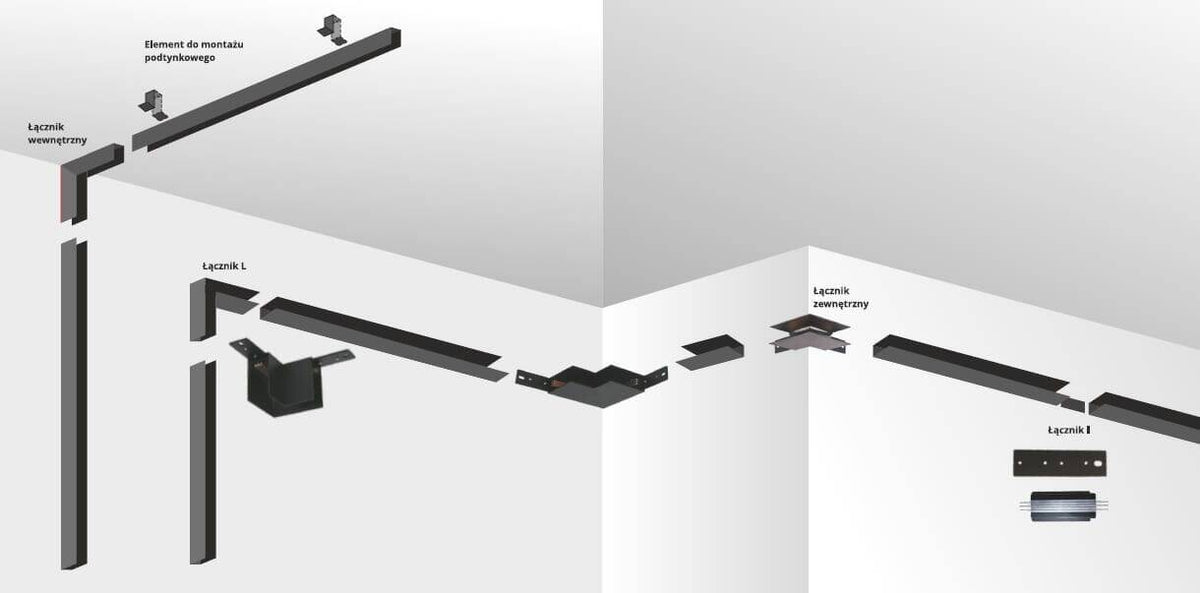 Łącznik zewnętrzny do systemu szynowego MAGNETIC, LIGHT PRESTIGE - czarny