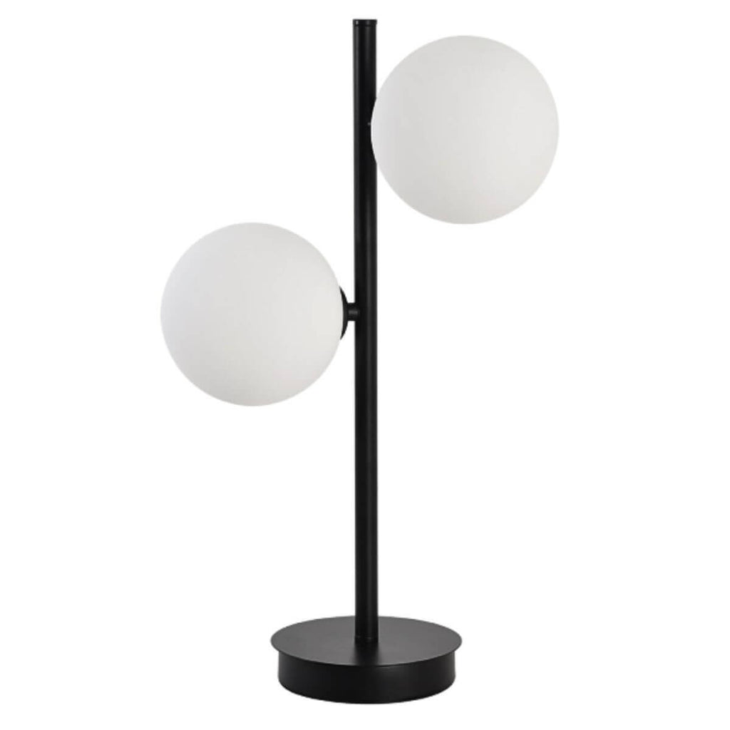 Lampa biurkowa DORADO, czarna z białymi kloszami, 2x40W E14