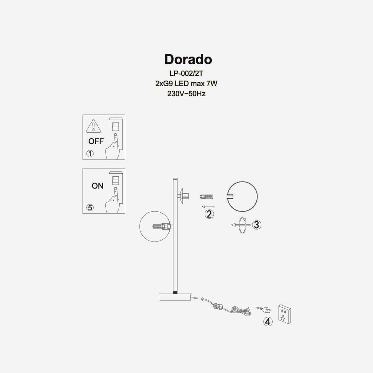 Lampa biurkowa DORADO, złota z białymi kloszami, 2x40W E14
