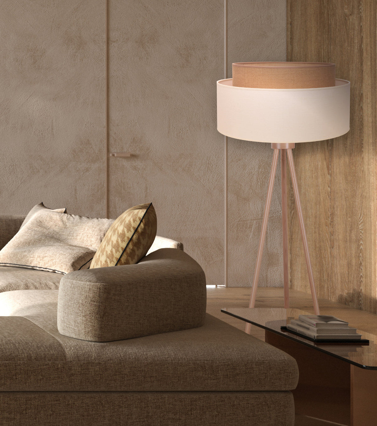 Lampa podłogowa DUOLLA BOHO 89668 beżowy/kremowy 1xE27 średn.45cm