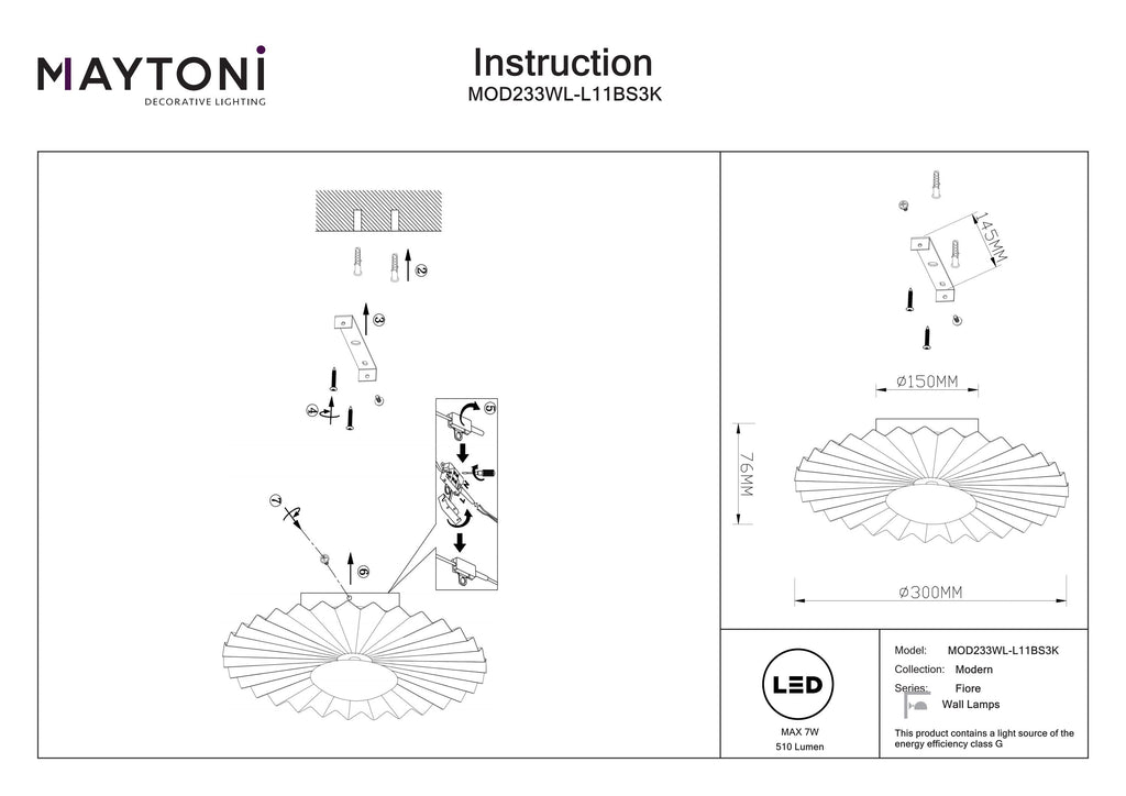 Lampa ścienna Maytoni Fiore IP20 x MOD233WL-L11BS3K | Mosiądz