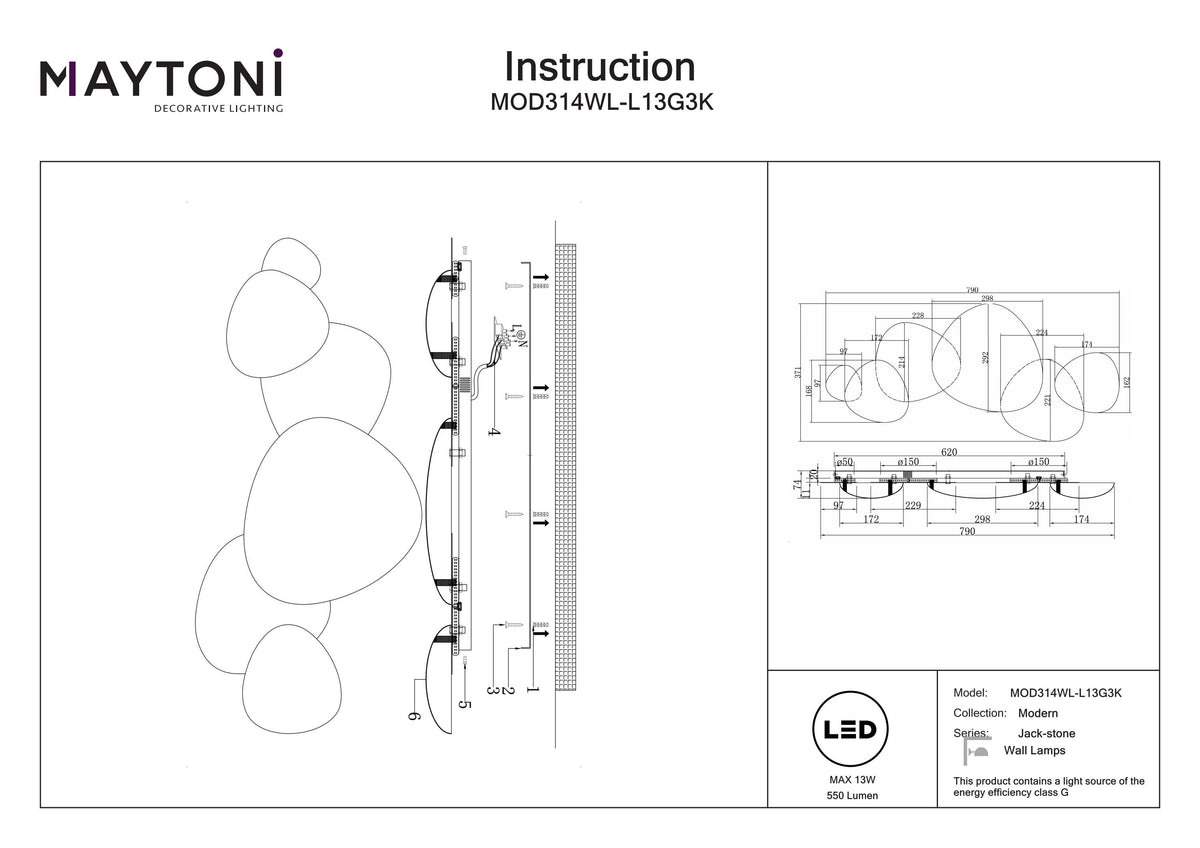 Lampa ścienna Maytoni Jack-stone IP20 x MOD314WL-L13G3K | Złoto