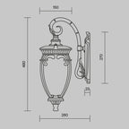 Lampa ścienna Outdoor Fleur IP44 1xE27 O414WL-01GB | Czarny ze złotem