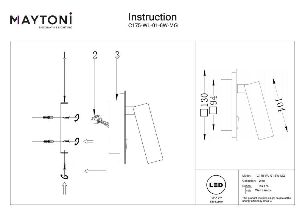 Lampa ścienna Technical Ios 176 IP20 x C175-WL-01-6W-MG | Matowe złoto