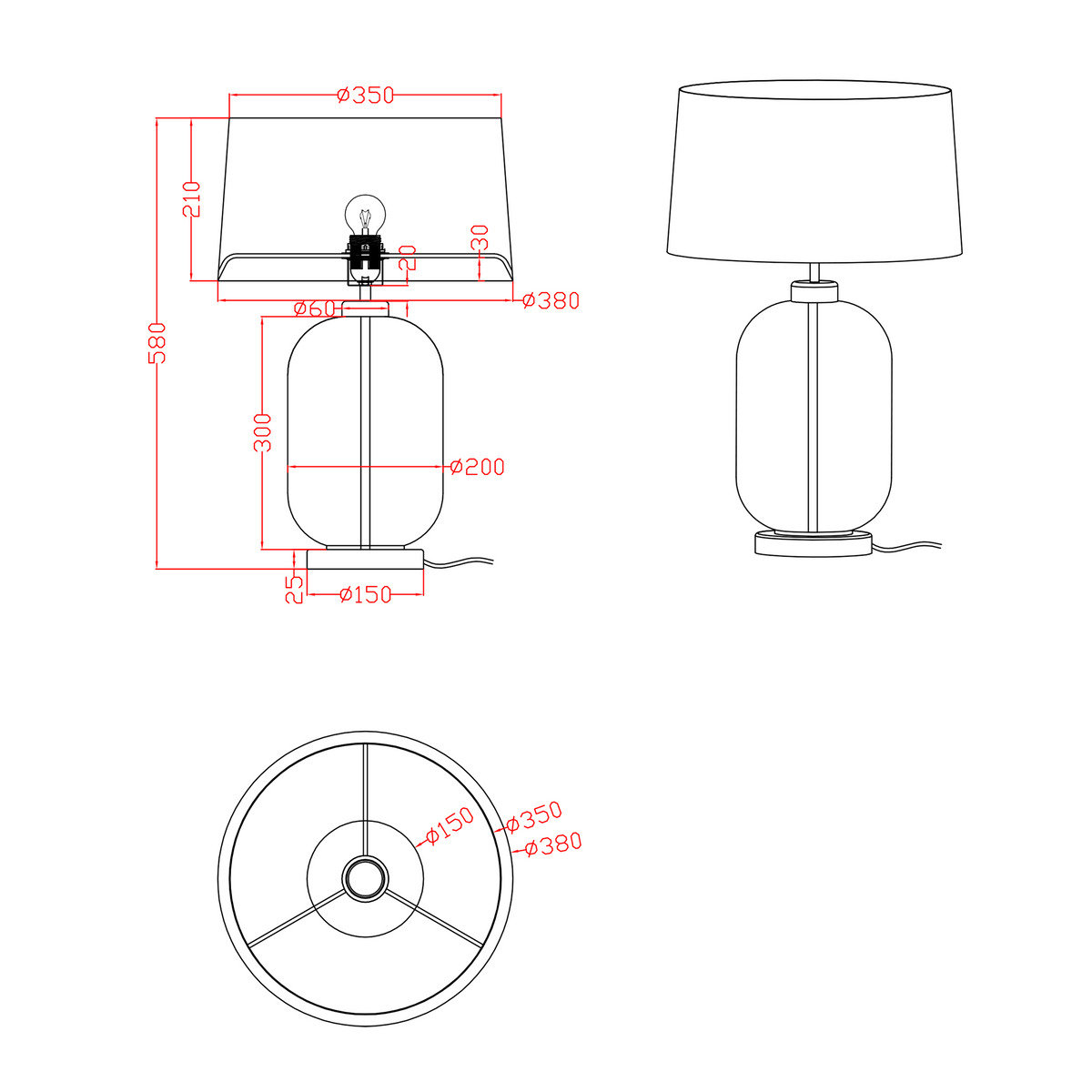 Lampa stołowa Amur dymna 1xE27