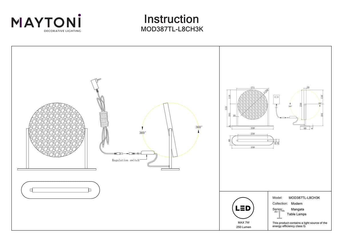 Lampa stołowa Maytoni Mangata IP20 x MOD387TL-L8CH3K | Chrom