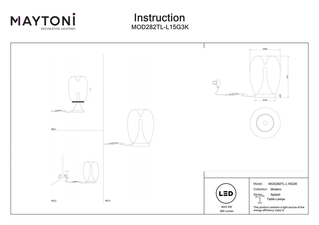 Lampa stołowa Maytoni Splash IP20 x MOD282TL-L15G3K | Złoto