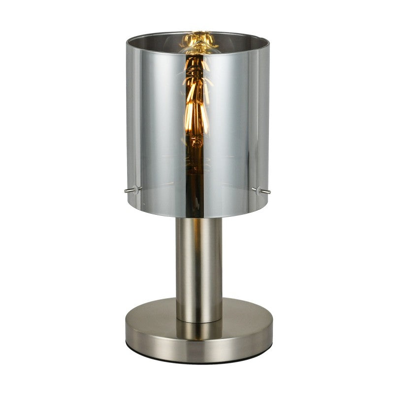 Lampa stołowa SARDO wys. 33cm E27 | nikiel/dymiony