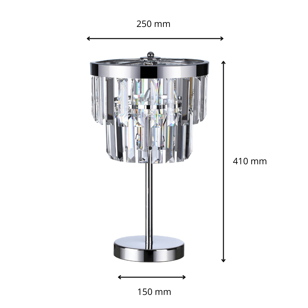 Lampa stołowa VETRO, chrom/transparentny, 1x60W E14