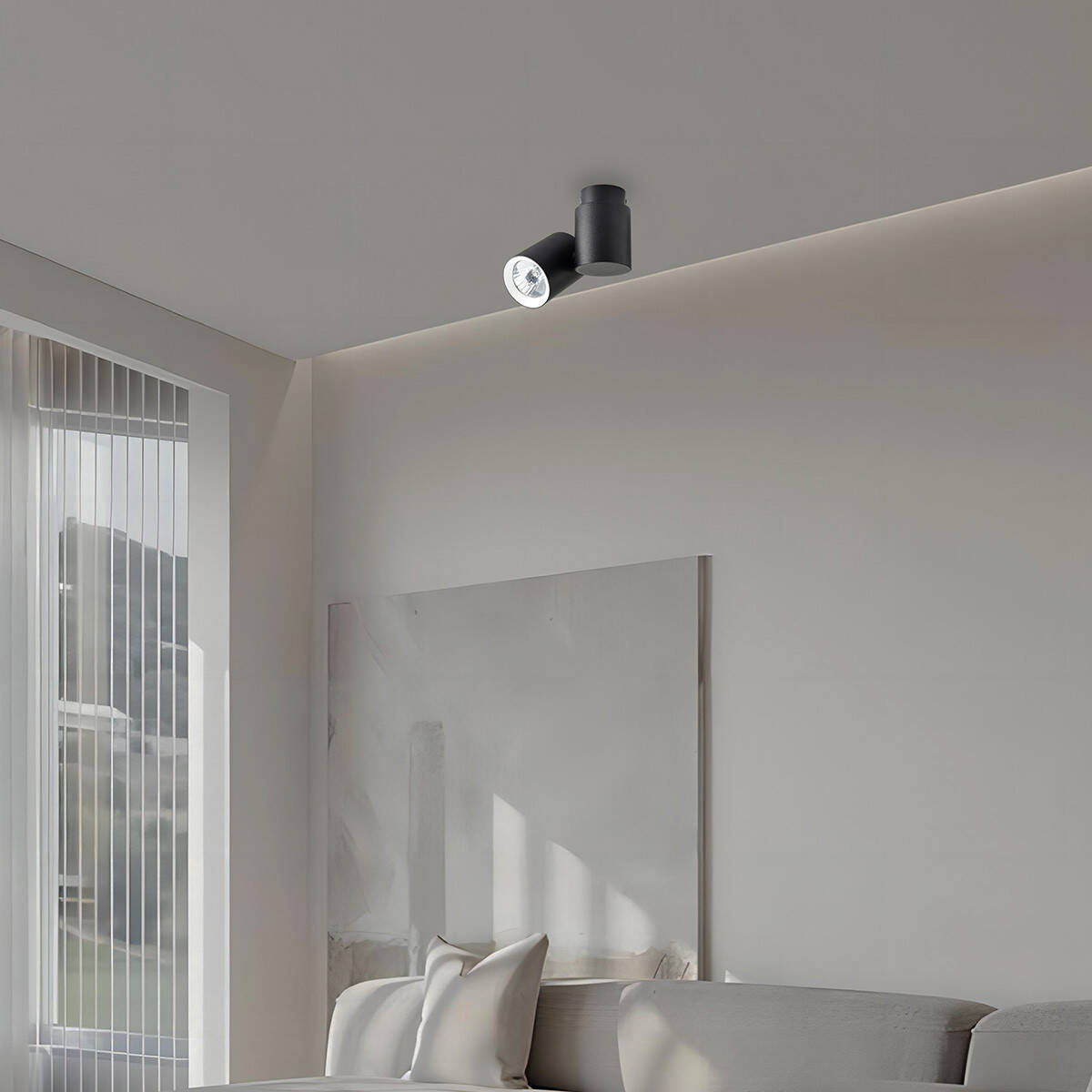 Lampa sufitowa BOSTON, czarna z białym ringiem, 1x50W GU10