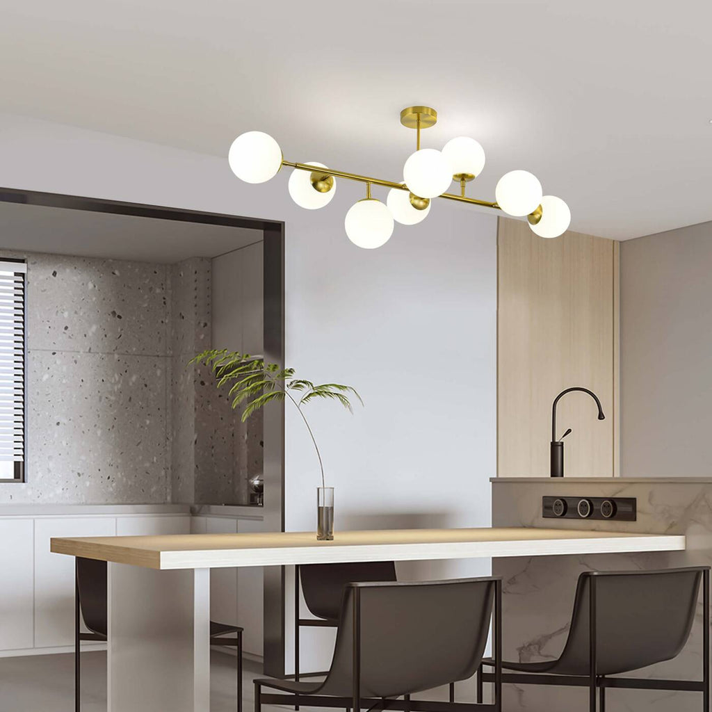 Lampa sufitowa DORADO 8, złota z białymi kloszami, 8x40W E14
