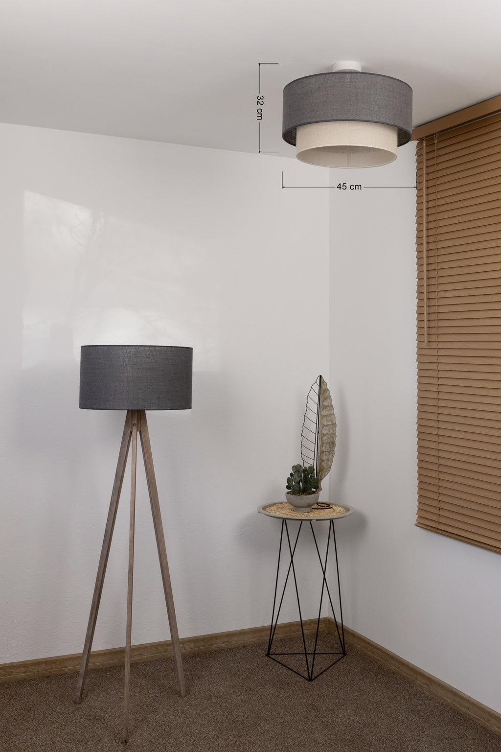 Lampa sufitowa DUOLLA BOHO 751227 szary/biały 1xE27 średn.45cm