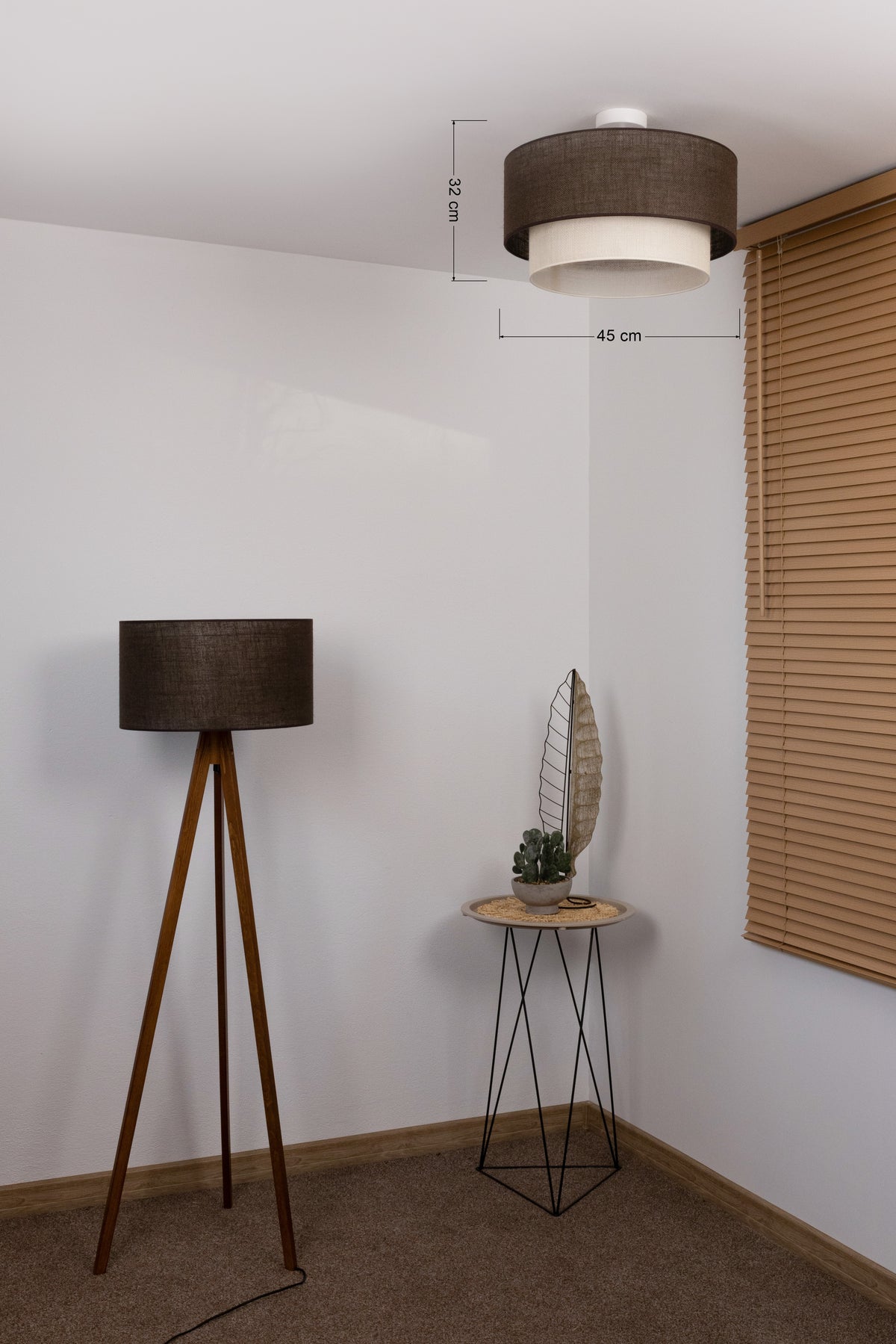 Lampa sufitowa DUOLLA BOHO 751289 brązowy/biały 1xE27 średn.45cm