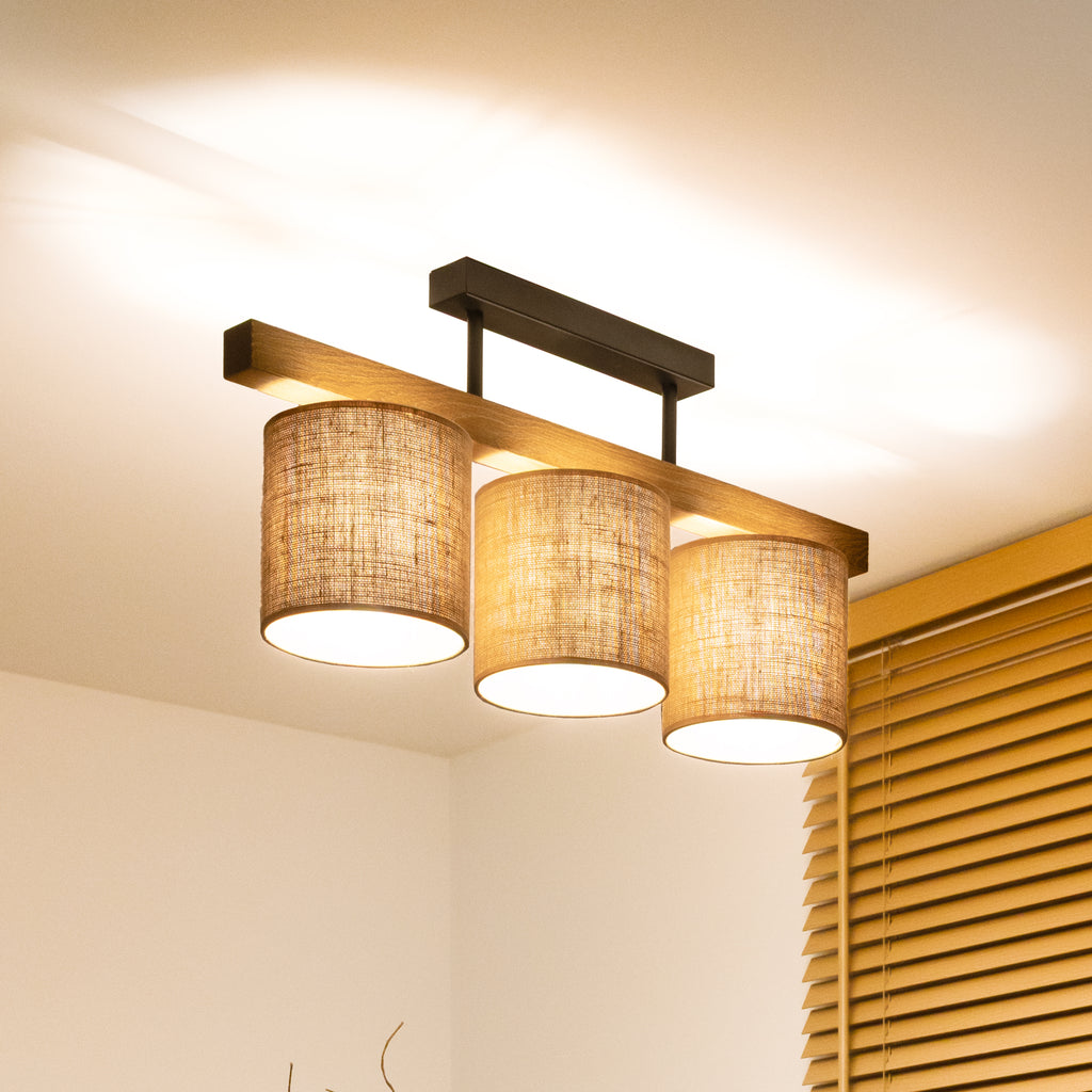 Lampa sufitowa DUOLLA FOREST 753528 Brązowy/naturalny 3xE27 średn.17cm