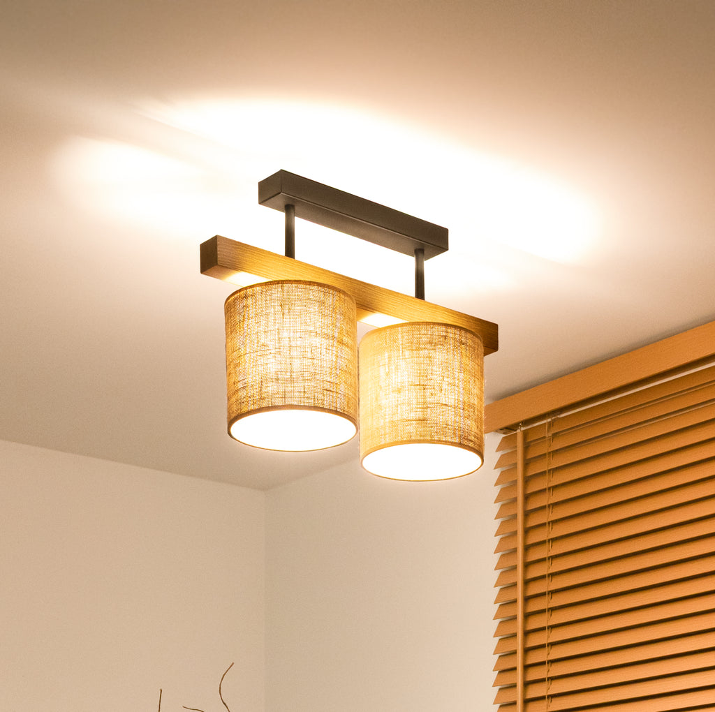 Lampa sufitowa DUOLLA FOREST 753535 Brązowy/naturalny 2xE27 średn.17cm
