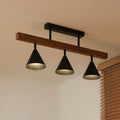 Lampa sufitowa DUOLLA IRONLINE METAL / DREWNO MAŁY STOŻEK CZARNY 70620 Czarny/Brązowy 3xE27 średn.14cm