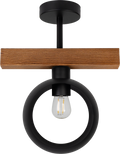 Lampa sufitowa DUOLLA IRONLINE METAL / DREWNO RING BRĄZOWY 53801 Czarny/Brązowy 1xE27 średn.10cm