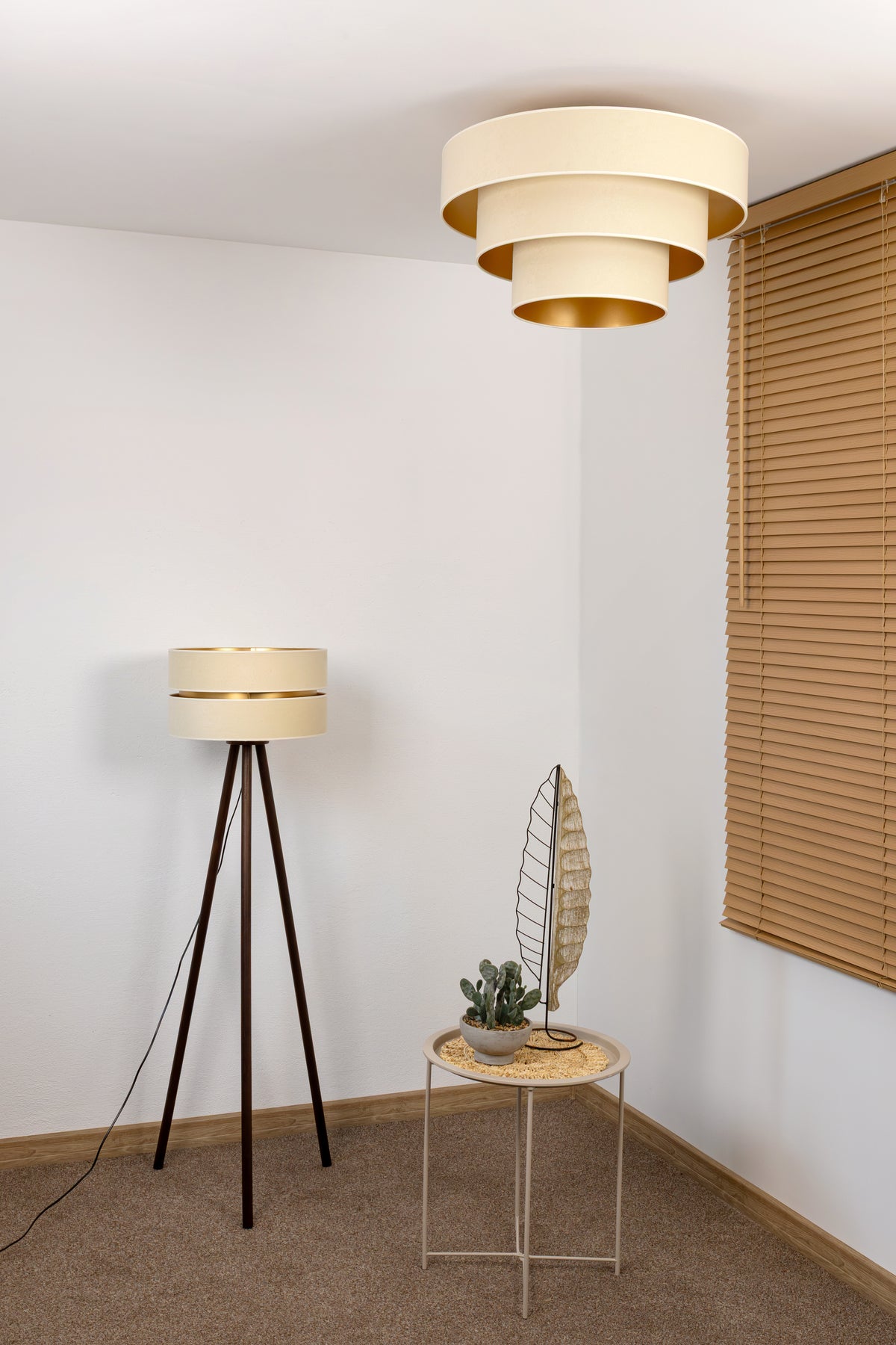 Lampa sufitowa DUOLLA LUNETA LATTE 750053 kremowy/złoty 1xE27 średn.60cm