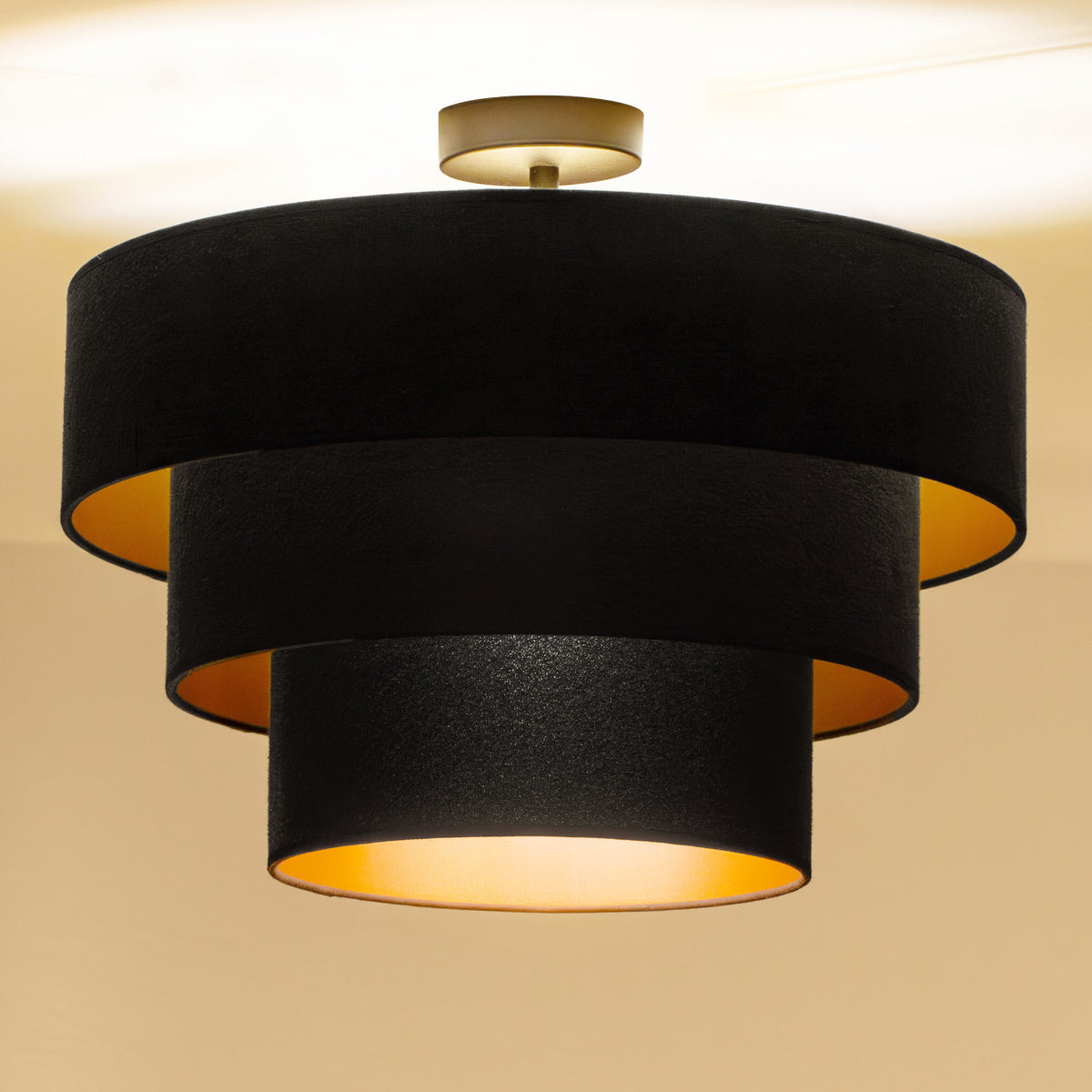 Lampa sufitowa DUOLLA LUNETA NERO 750534 czarny/złoty 1xE27 średn.45cm