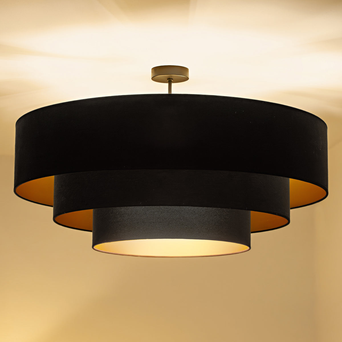 Lampa sufitowa DUOLLA LUNETA NERO 750619 czarny/złoty 3xE27 średn.80cm