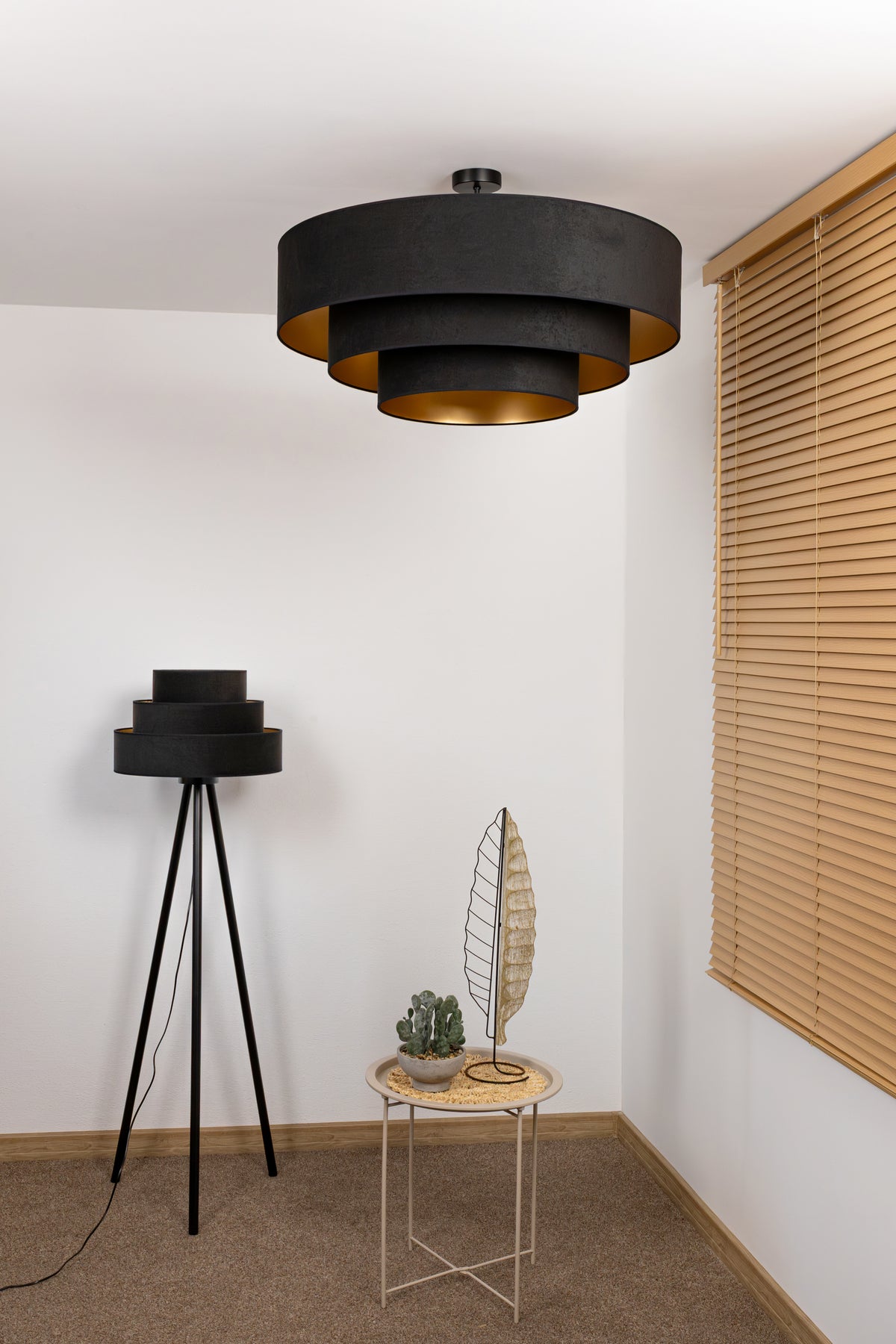 Lampa sufitowa DUOLLA LUNETA NERO 750619 czarny/złoty 3xE27 średn.80cm