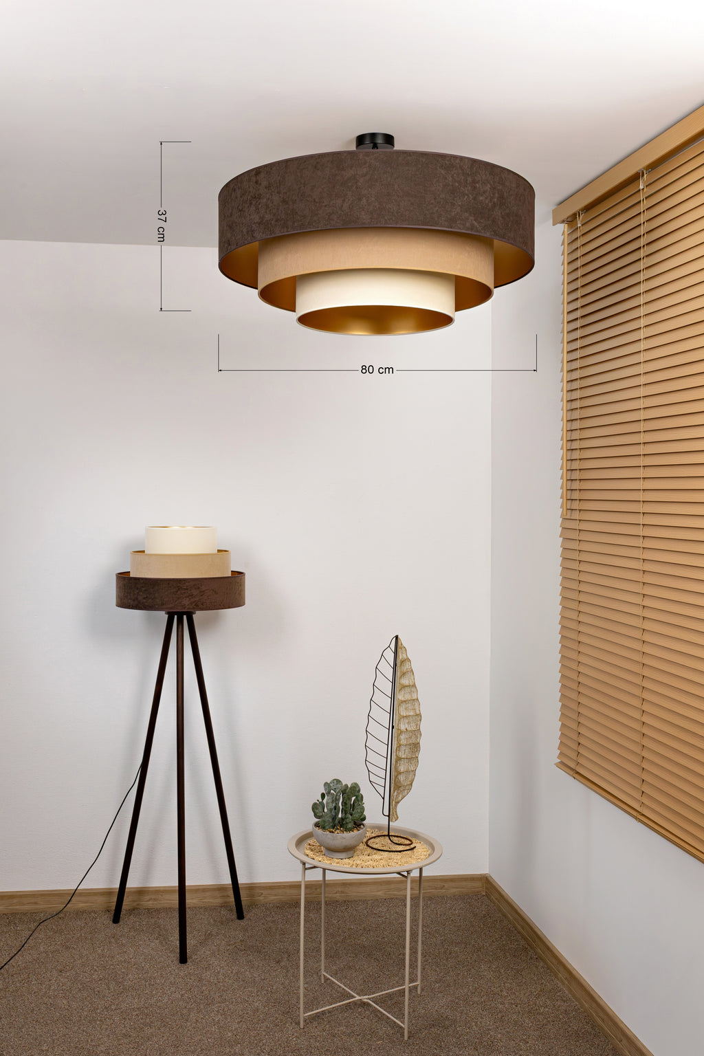 Lampa sufitowa DUOLLA LUNETA TIRAMISU 750749 brązowy/kremowy 3xE27 średn.80cm