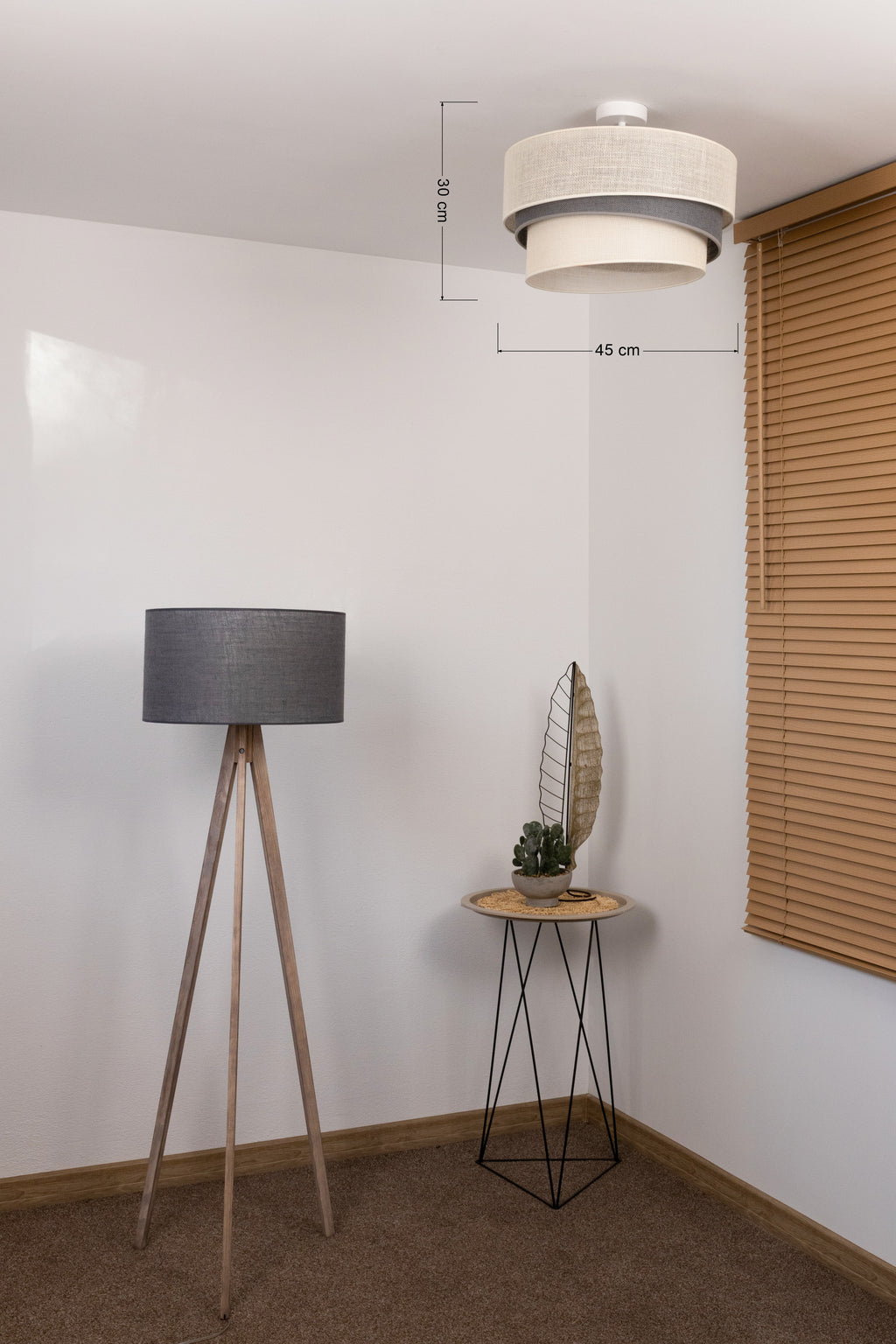 Lampa sufitowa DUOLLA YUTE TRIO 751937 szary/biały 1xE27 średn.45cm