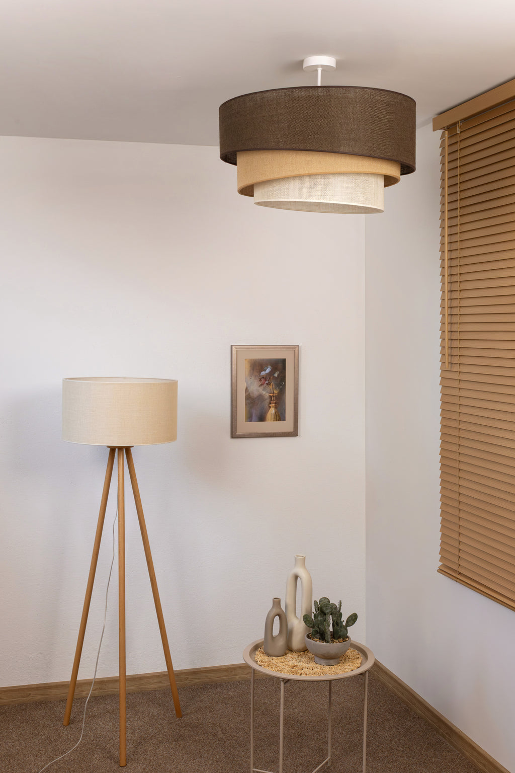 Lampa sufitowa DUOLLA YUTE TRIO 752026 brązowy/biały 3xE27 średn.60cm