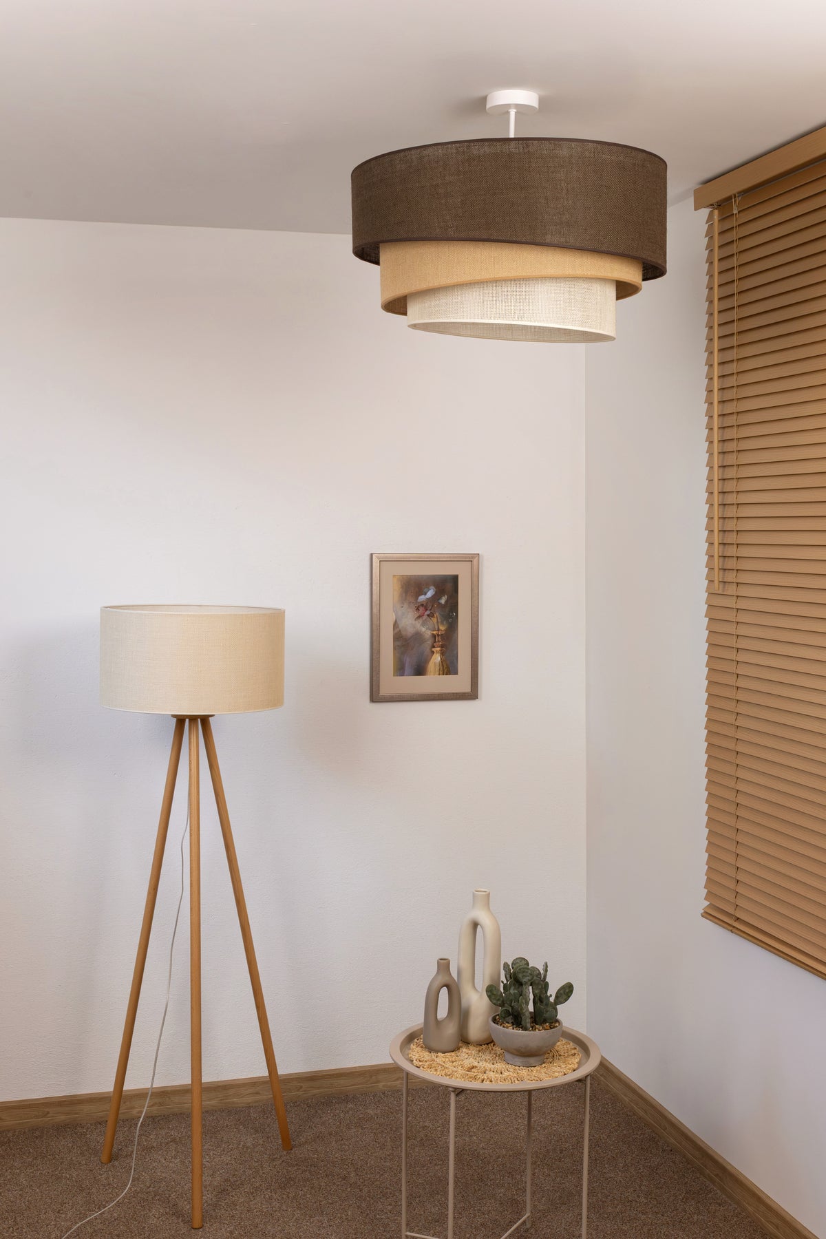 Lampa sufitowa DUOLLA YUTE TRIO 752026 brązowy/biały 3xE27 średn.60cm