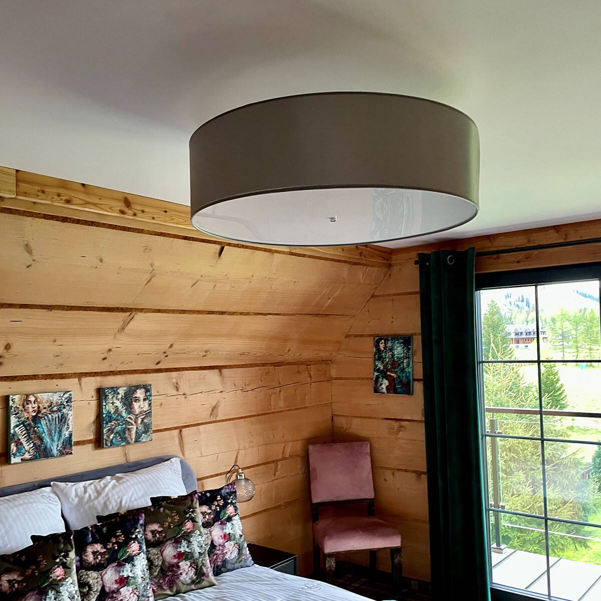 Lampa sufitowa GIRONA, 80cm, szara, 6x60W E27