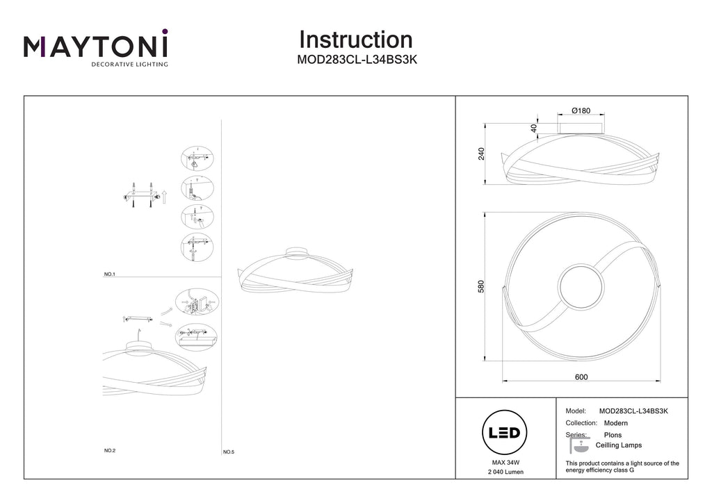 Lampa sufitowa Maytoni Plons IP20 x MOD283CL-L34BS3K | Mosiądz