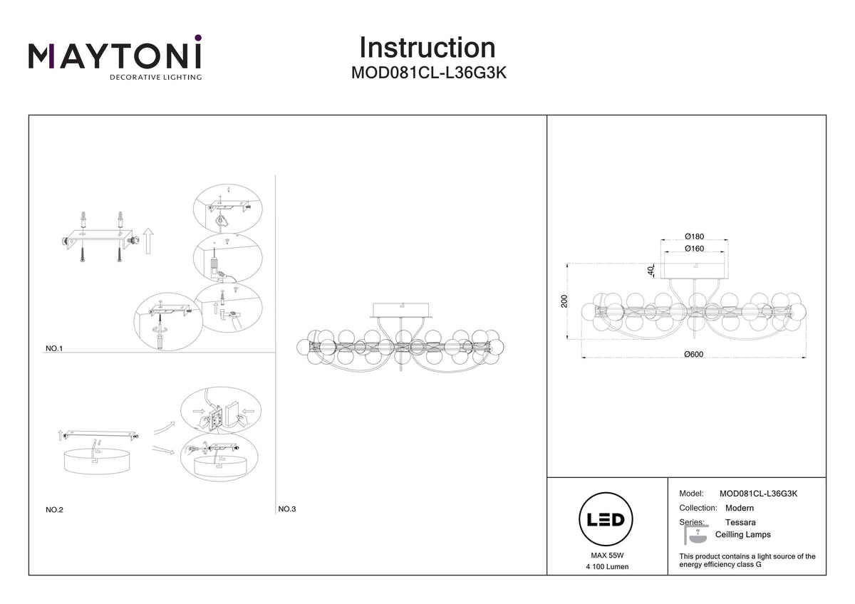 Lampa sufitowa Maytoni Tessara IP20 x MOD081CL-L36G3K | Złoto