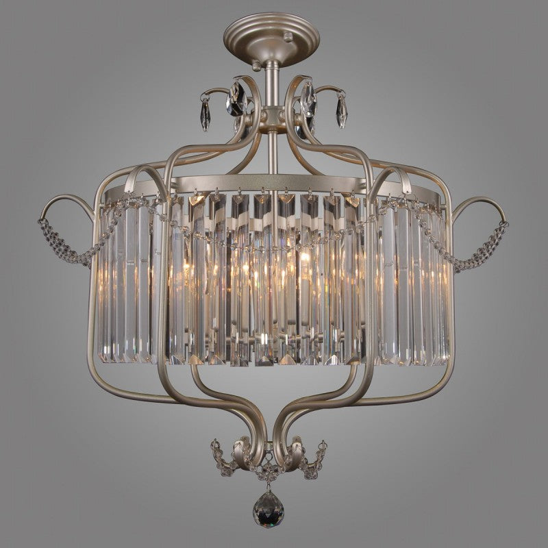 Lampa sufitowa RINALDO śr. 66cm 6xE14 | srebrny szampański/transparentny
