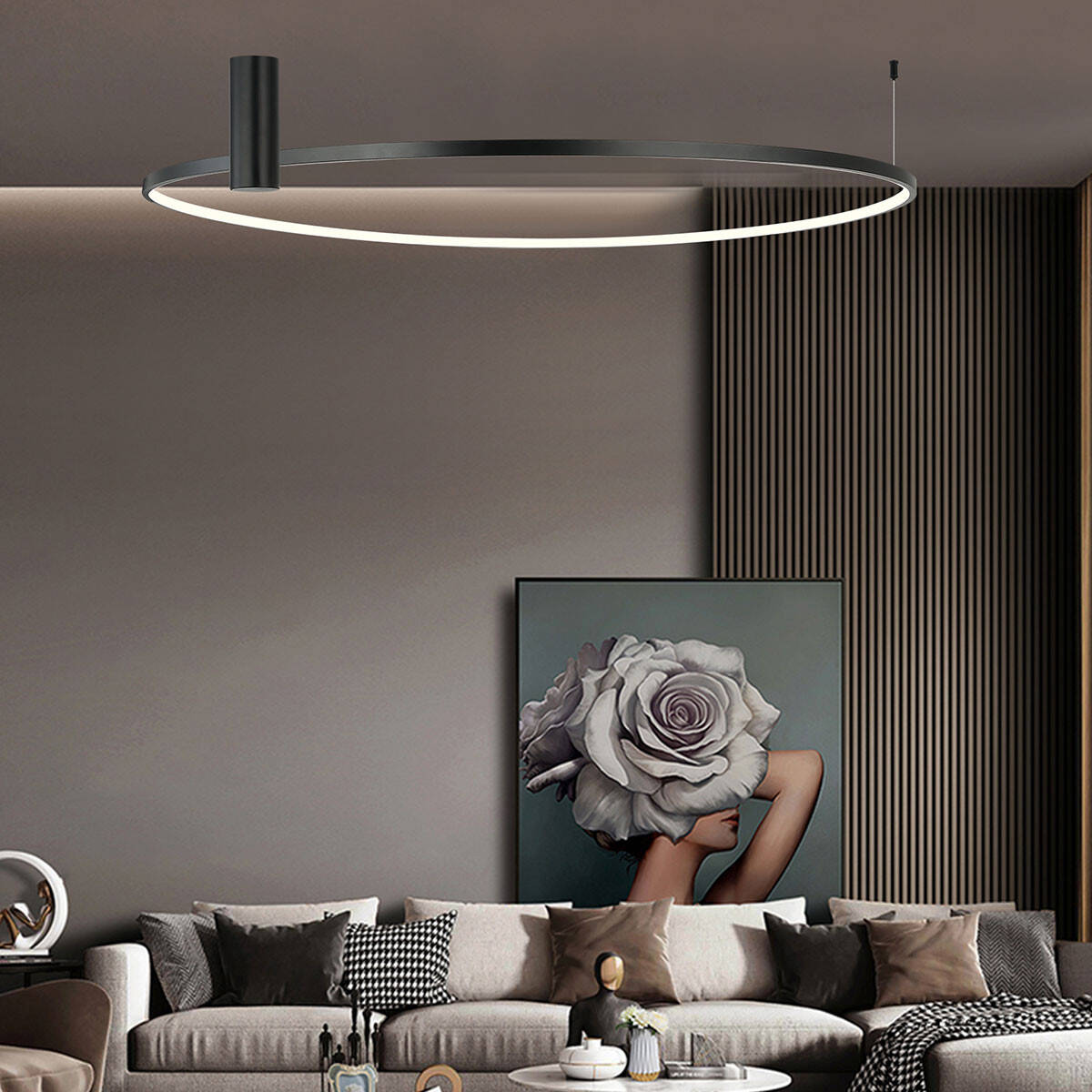Lampa sufitowa RING L LED 48W zmienna barwa światła CCT | czarny