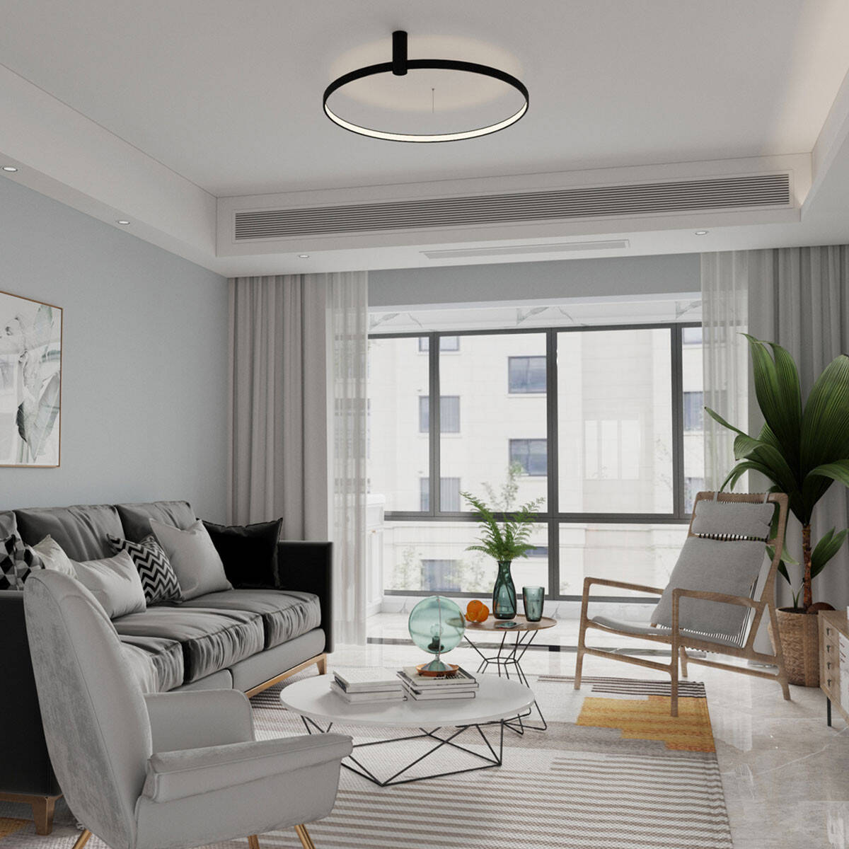Lampa sufitowa RING S 60cm LED 35W zmienna barwa światła CCT | czarny