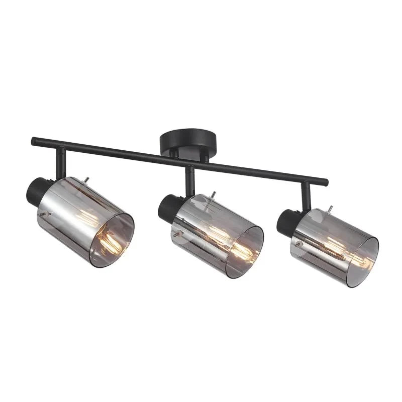 Lampa sufitowa Santia szer. 18cm 3xE14 | czarny/dymiony
