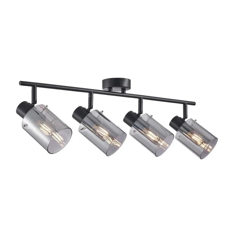 Lampa sufitowa Sardo dł. 62cm 4xE14 | czarny/dymiony