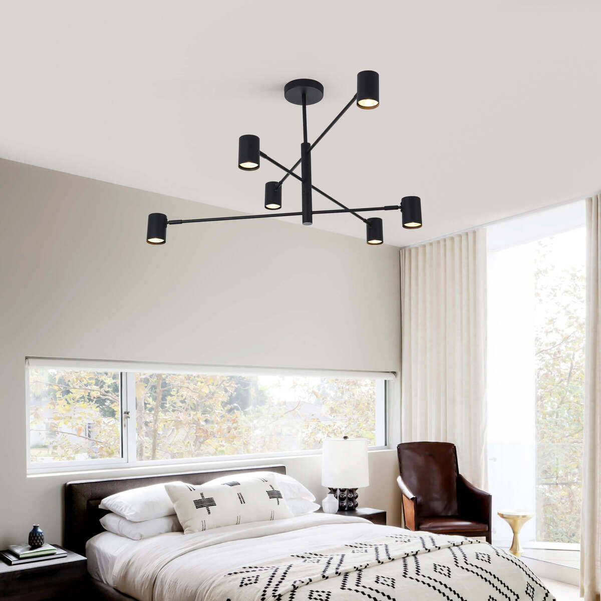 Lampa sufitowa Snow 6, czarna, 6x50W GU10