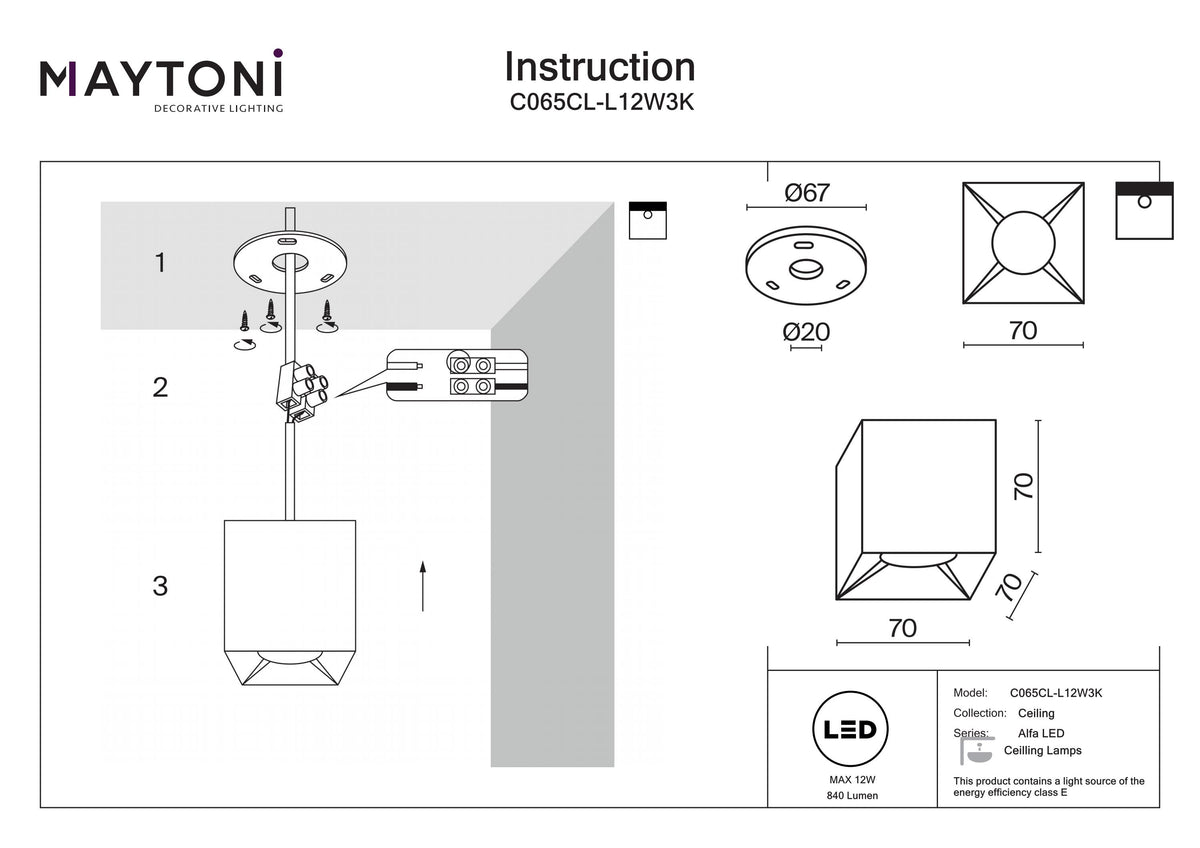 Lampa sufitowa Technical Alfa LED IP20 x C065CL-L12W3K | Biały